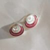 Spiral Mother Pearl & Purple Spondylu Earrings